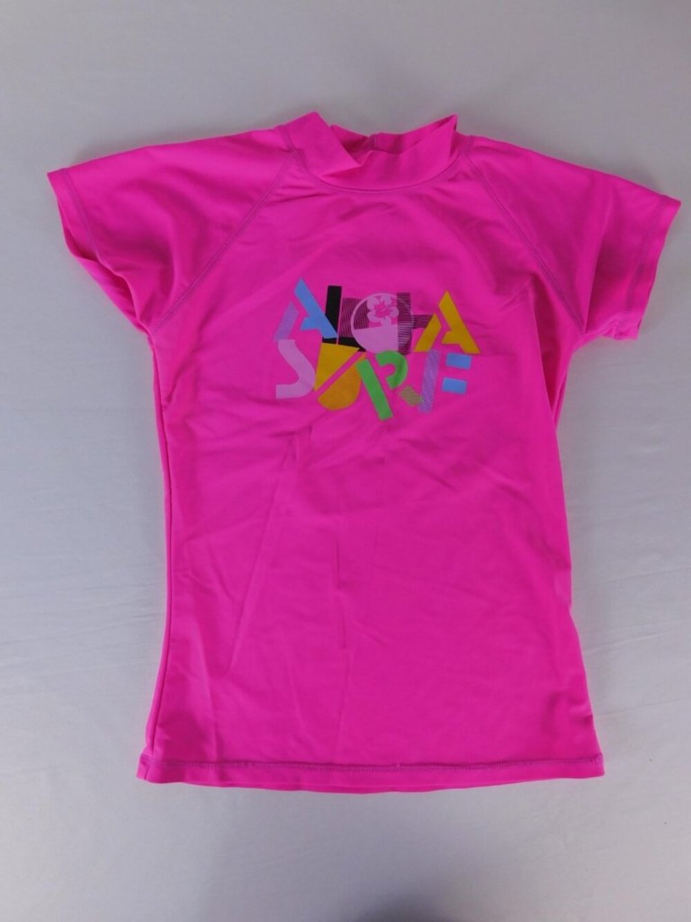 SUNSPECS Rash Guard Girls M Pink Aloha Surf Swim Shirt Top UV Protection